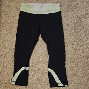 Lululemon Inspire Crop Black and Green Leggings